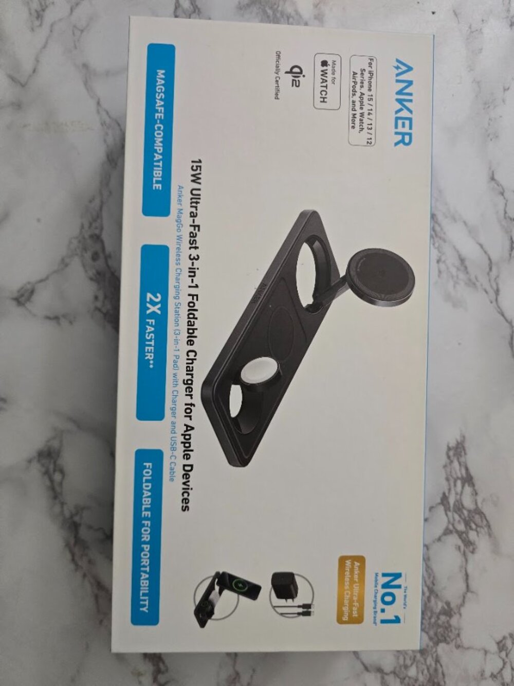 Anker MagGo 3-in-1 Foldable Wireless Charging Station | Brand New Sealed